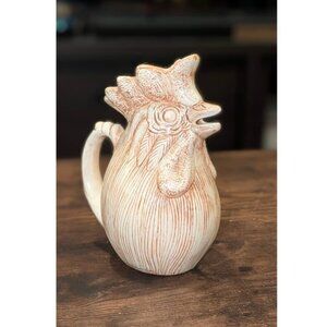 Ceramic Rooster Milk Cream Pitcher Handmade Farm Country Kitchen Pottery Decor